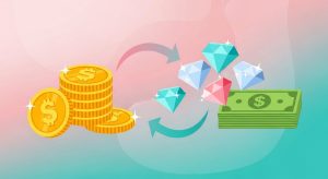 TikTok coins exchange flow from coins to diamonds to cash