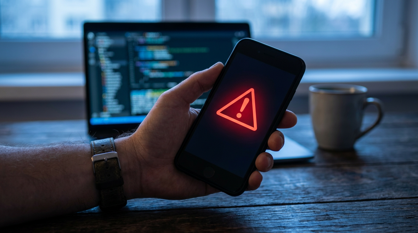 coinbase text scam - smartphone showing a warning alert from a fake Coinbase message
